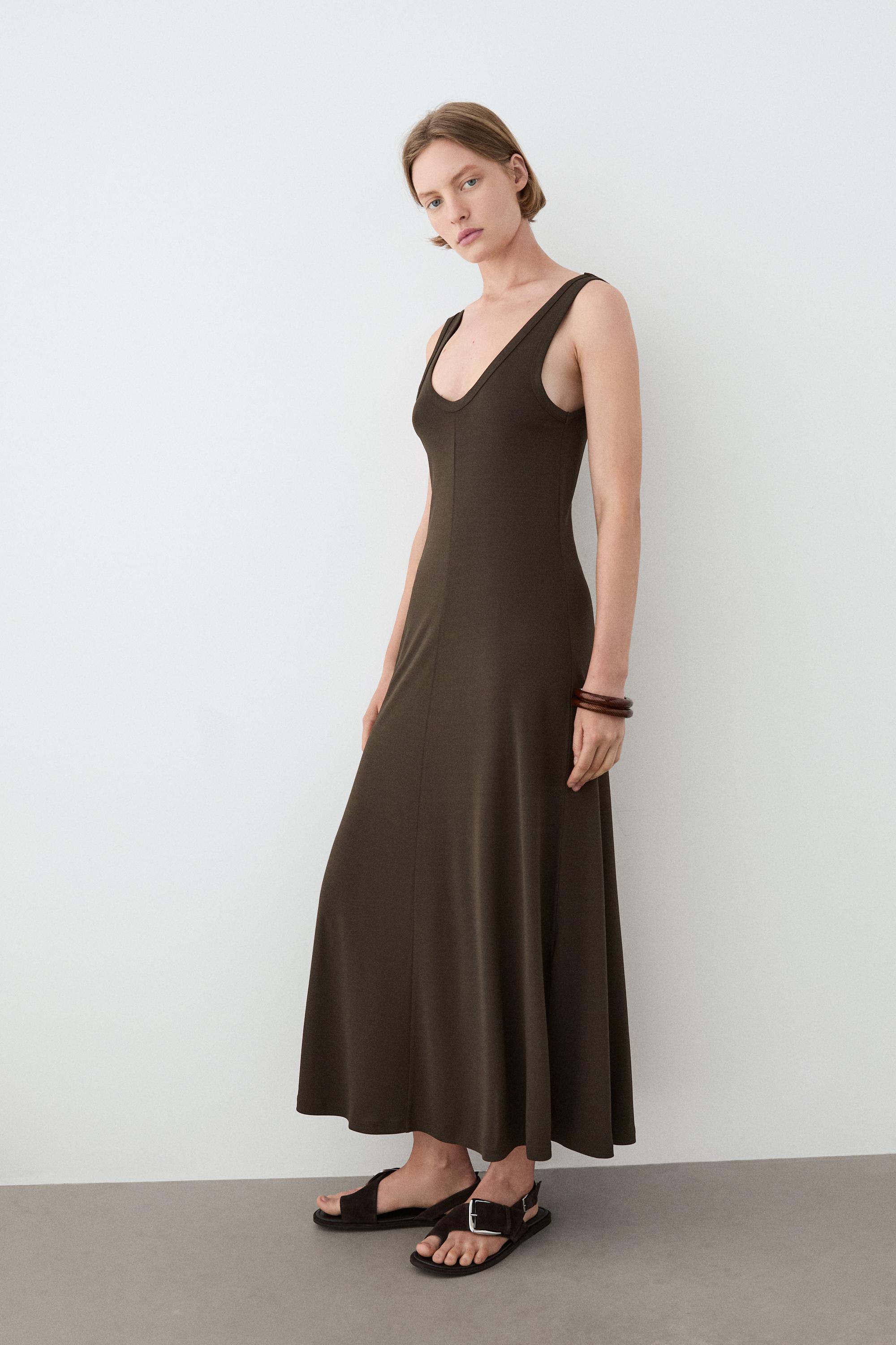Midi dress with central seam detail